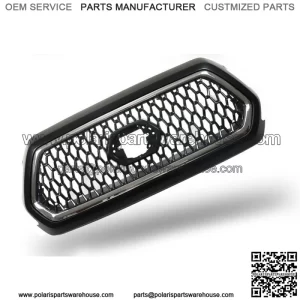 Front Upper Grille Matte Black Chrome Gray For 2016-2021 Toyota Tacoma Chrome