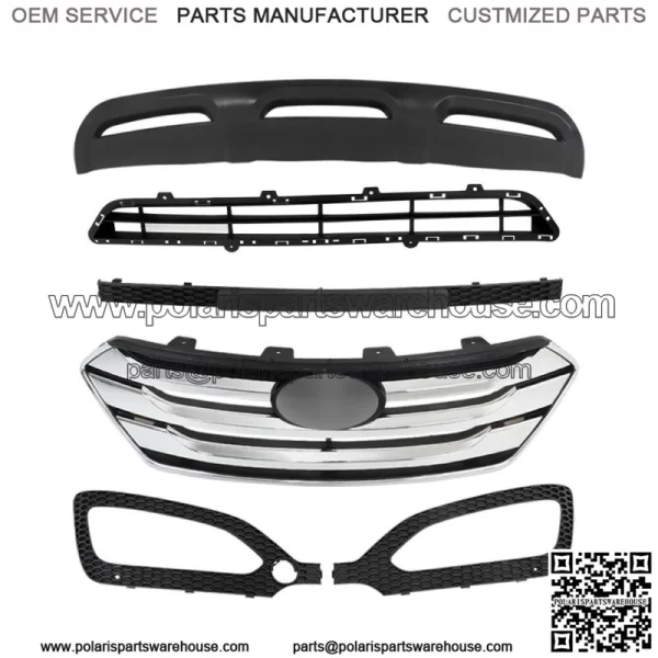 For Hyundai Santa Fe Sport 2013 14-2016 Front Grille Fog Light Bezels Set 5 Pcs - Image 2