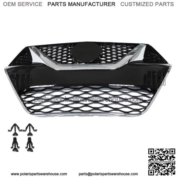 For 2016 2017 Nissan Maxima Front Upper Grille Chrome Black Kit 32887zv - Image 2