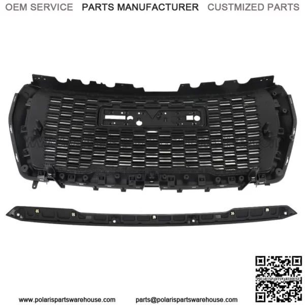 For 21-23 GMC Yukon/Yukon XL Denali Front Grille&Hood Molding Gloss Black Grill - Image 2