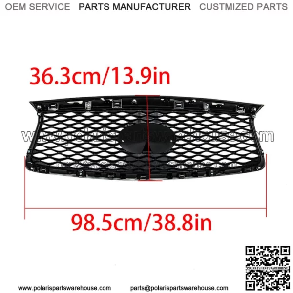 Front Bumper Upper Grille Grill Gloss For 2016-2019 2020 INFINITI QX60 Black - Image 2