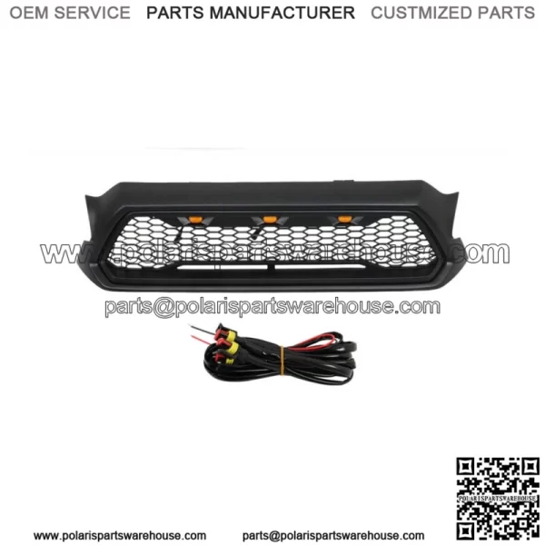 For 2012-2015 Toyota Tacoma Matte Black Front Grille Bumper Grill W/ LED lights
