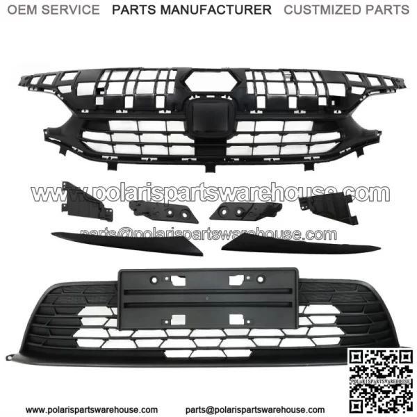 For 2022-2023 Honda Civic Front Bumper Upper&Lower Grill+Headlight Eyelid - Image 2