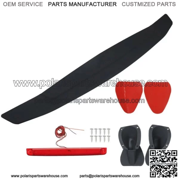 52" Universal Matte Black Trunk Spoiler Wing Fin Tail w/ LED Lights 2 Pedestal - Image 2