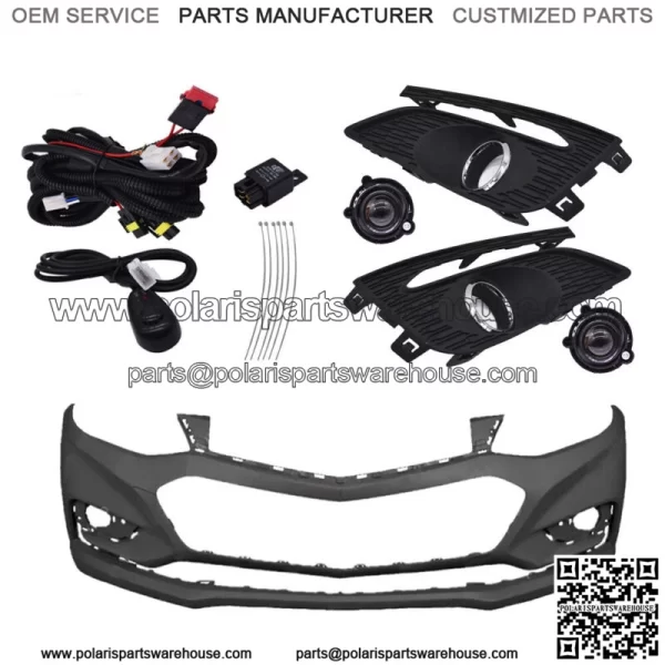 Front Bumper Cove W/O Park Assistr&Haloge Fog Lights For 2016-18 Chevy Cruze LS