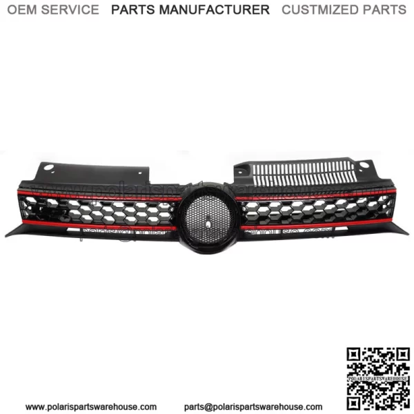 For Volkswagen Golf MK6 2010-2012 2013 Upper Hood Grille Honeycomb Black Plastic
