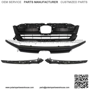 Fit For 2019-2021 Honda Pilot Front Upper Grille W/Trim Assembly Glossy Black