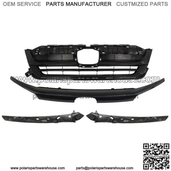 Fit For 2019-2021 Honda Pilot Front Upper Grille W/Trim Assembly Glossy Black