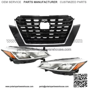 Front Upper Grille Assembly+Headlight Halogen For 2021-2023 Nissan Kicks S/SV