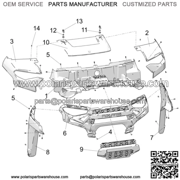 Polaris Basic Hood, Sagebrush Green,  OEM Part 5455125-560 - Image 2
