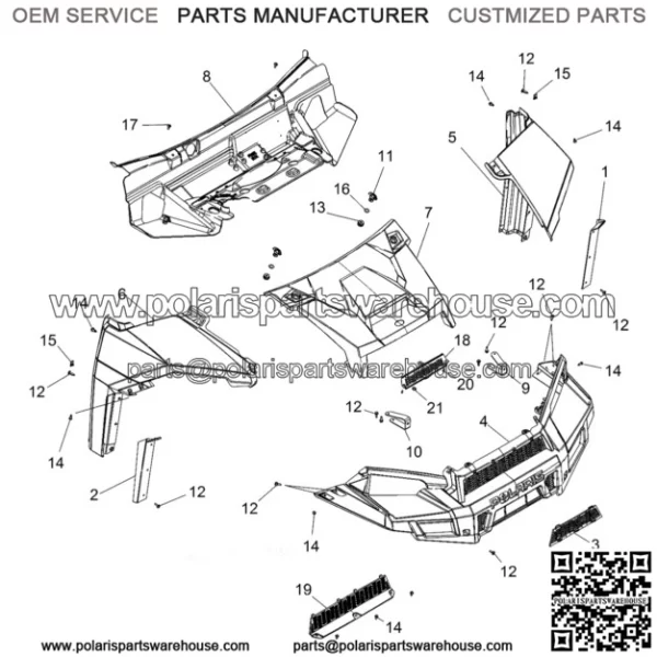 Polaris Center Access Hood,  OEM Part 5452379-498(For: Polaris) - Image 2