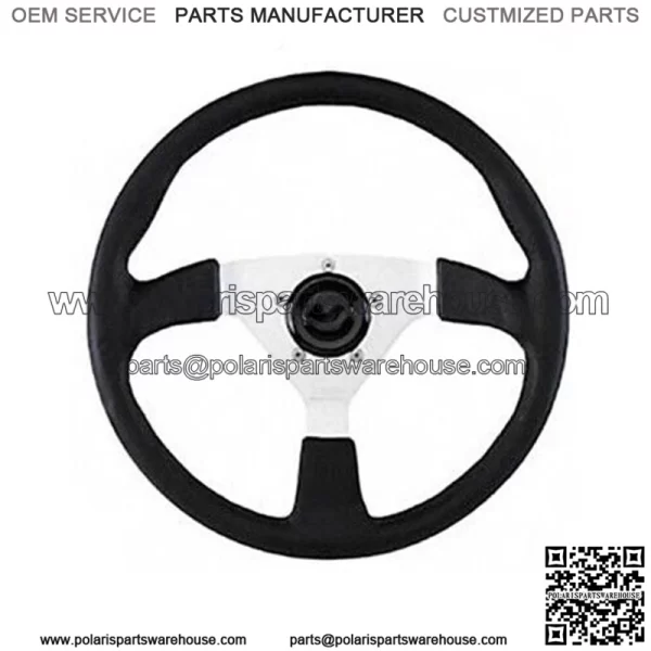 3 Spoke 13.5" Steering Wheel #191-14 & Adapter 04-09 Yamaha Rhino - Silver (Fits: Yamaha Rhino 660)