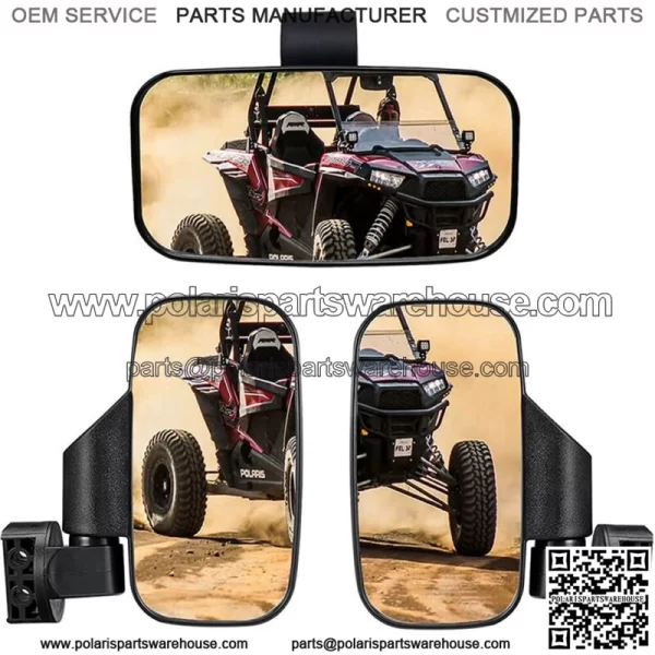 UTV Rear Side View & Center Mirrors For Kawasaki Mule PRO FX FXT DX DXT PRO-MX For: More than one vehicle