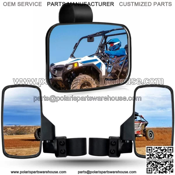 UTV Rear Side View & Center Mirrors For Kawasaki Mule PRO FX FXT DX DXT PRO-MX For: More than one vehicle - Image 2