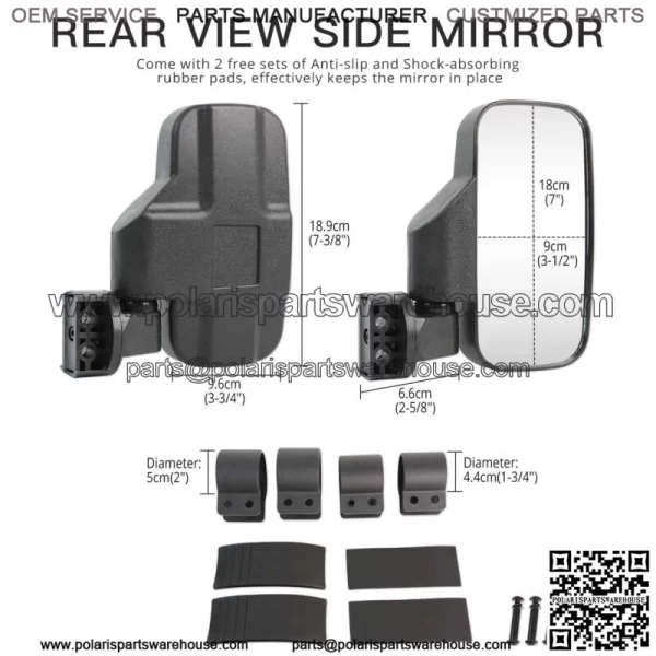 UTV 1.75" -2" Roll Bar Rearview Side Mirrors For Kawasaki Teryx KRX 1000 750 800 For: More than one vehicle - Image 3