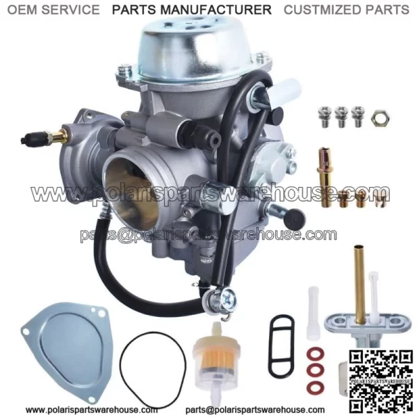 Carburetor W/Fuel Gas Petcock Valve For 2002-2008 Yamaha Grizzly 660 - Image 2