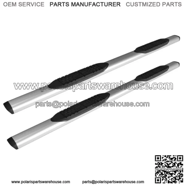 5in Textured Aluminum Oval Running Boards Steps for Select New Body Double Cab (For: More than one vehicle)