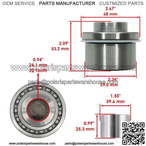 Front Differential Output Hub Assembly for Polaris RZR XP 4 1000 EPS 2018-2023 (For: Polaris) - Image 2