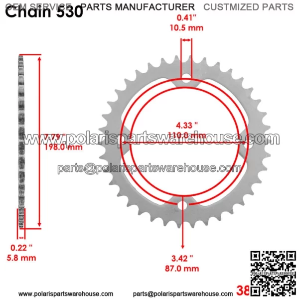 Rear Sprocket for Yamaha Raptor 700 YFM700 YFM700R 2006-2016 / YFZ450X 2010 2011 (For: Yamaha Raptor 700) - Image 2