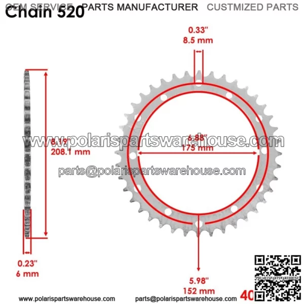 Front & Rear Sprockets Kit for Yamaha Blaster 200 YFS200 1988-2006 (For: Yamaha YFS200) - Image 3
