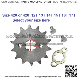 Engine Sprocket 17mm Front Chain 420 428 12T 14T 15T 16T 17T Pit Dirt Bike ATV