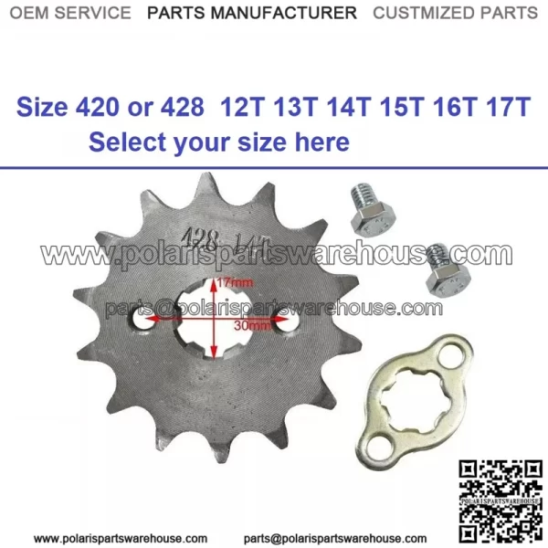 Engine Sprocket 17mm Front Chain 420 428 12T 14T 15T 16T 17T Pit Dirt Bike ATV