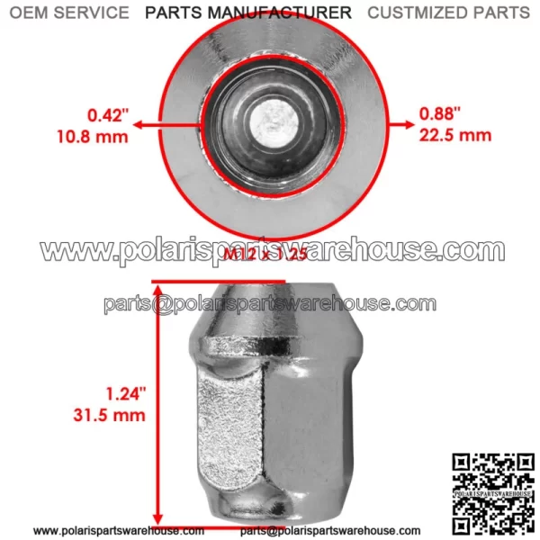 Wheel Lug Nut For Yamaha Viking 700 14-24 Viking VI YXM700 15-24 YXZ1000R 16-23 - Image 2