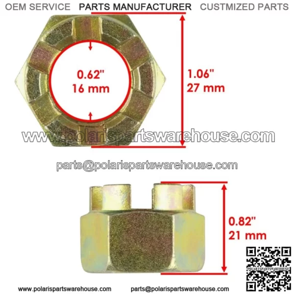 1x Castle Rear Wheel Axle Hub Nut w/ Cotter Pin For Polaris Sportsman 500 HO 11 - Image 2