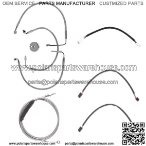 Stainless +10" Cable & Brake Line Cpt Kit 2018-2019 Harley Softail Fat Bob NoABS (For: Harley-Davidson)