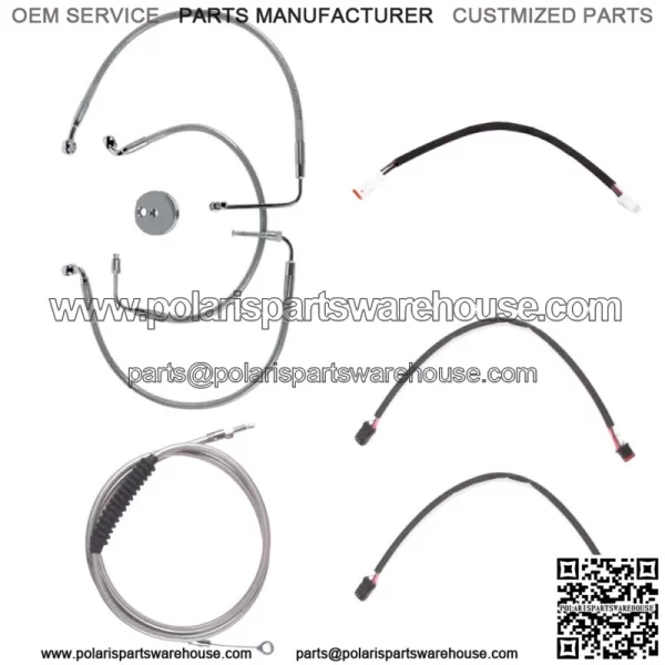 Stainless +10" Cable & Brake Line Cpt Kit 2018-2019 Harley Softail Fat Bob NoABS (For: Harley-Davidson)