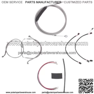 Stainless Cable & Brake Line Cmpt Kit 18" Apes 2014-2016 Harley Road King No ABS (For: Harley-Davidson)