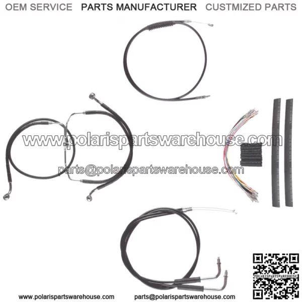 Black +10" Cable & Brake Line Cmpt DD Kit 2008-2017 Harley-Davidson Dyna No ABS (For: Harley-Davidson)