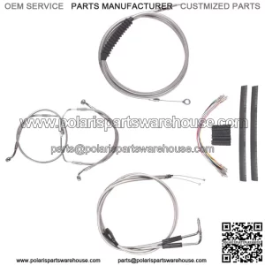 Stainless +14" Cable Brake Line CKit 1996-2001 Harley Touring w/Carb w/Cruise (For: Harley-Davidson)