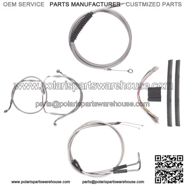 Stainless +14" Cable Brake Line CKit 1996-2001 Harley Touring w/Carb w/Cruise (For: Harley-Davidson)