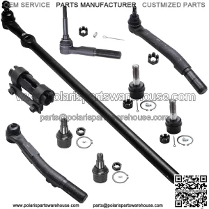4WD Front 9pc Suspension Kit for 05-16 Ford F-250 F-350 Super Duty 4 Ball Joints 2 Outer Tie Rods 1 Outer Steering Tie Rod at Pitman Arm 1 Adjustment Sleeve 1 Center Link Replacement