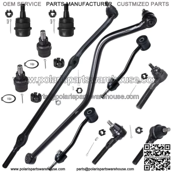 Front 11pc Suspension Kit for 1997-2006 Jeep Wrangler TJ, 4 Ball Joints 3 Tie Rods 2 Sway Bars 1 Drag Link 1 Track Bar 1998 1999 2000 2001 2002 2003 2004 2005 Replacement - Image 2