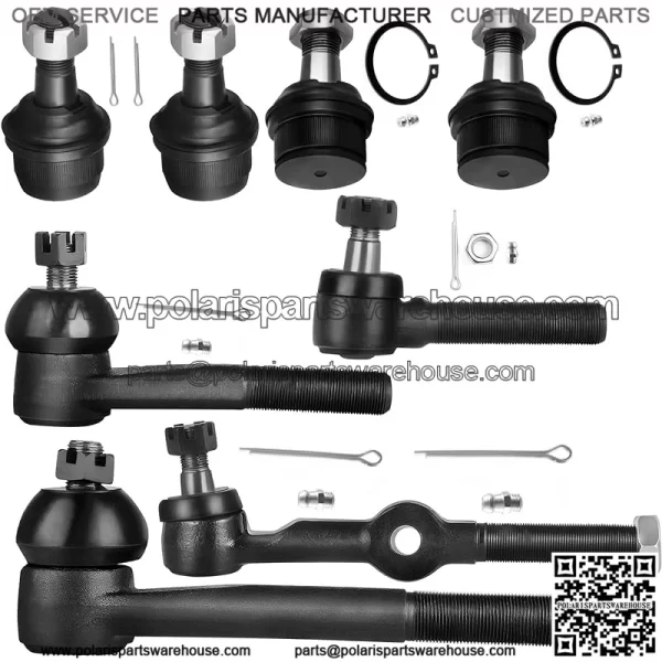 New 8-Piece For Chevy Blazer K10 Suburban K20 K5 V1500 V2500 V20 Suburban For GMC Jimmy 4WD K1500 For GMC -2 Front Lower 2 Upper Ball Joint 2 Left Right Outer Tie Rod 1 Inner 1 Outer Drag Link