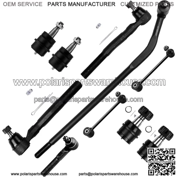 Suspension Assembly Front Inner And Outer Tie Rod Ends Front Upper And Lower Ball Joints Rear Sway Bar Links Drag Link for Jeep Wrangler 10pcs