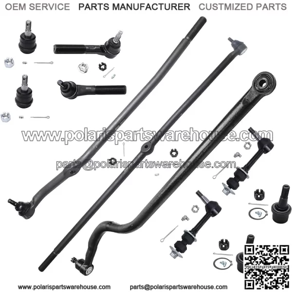 4WD Front 11pc Suspension Kit for 2000 2001 2002 Dodge Ram 2500 3500, 4 Upper & Lower Ball Joints, 4 Inner & Outer Tie Rods, 2 Sway Bar Links, 1 Track Bar, Replacement