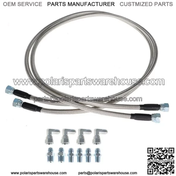52" Length SS Braided Transmission Cooler Hose Lines Fittings TH350 700R4 TH400