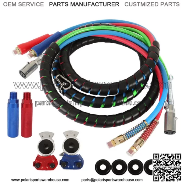 15' 3-in-1 Wrap Set Air Line Hose Assemblies For Semi Truck Tractor Trailer