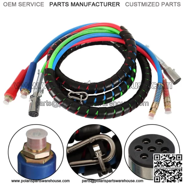 15' 3-in-1 Wrap Set Air Line Hose Assemblies For Semi Truck Tractor Trailer - Image 2