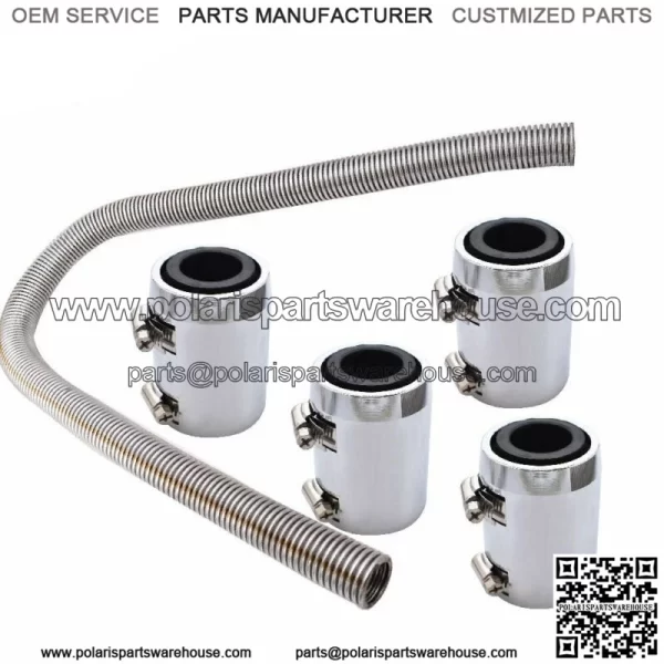 Universal 48" Stainless Steel Radiator Flexible Coolant Water Hose with Caps Kit - Image 2