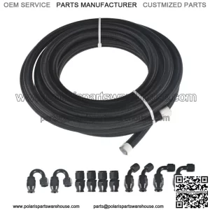 Black Nylon Braided E85 PTFE Fuel Line 20ft 8AN -8AN 10 Fittings Hose kit E85