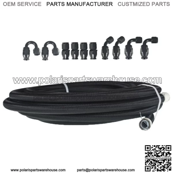 Black Nylon Braided E85 PTFE Fuel Line 20ft 8AN -8AN 10 Fittings Hose kit E85 - Image 3