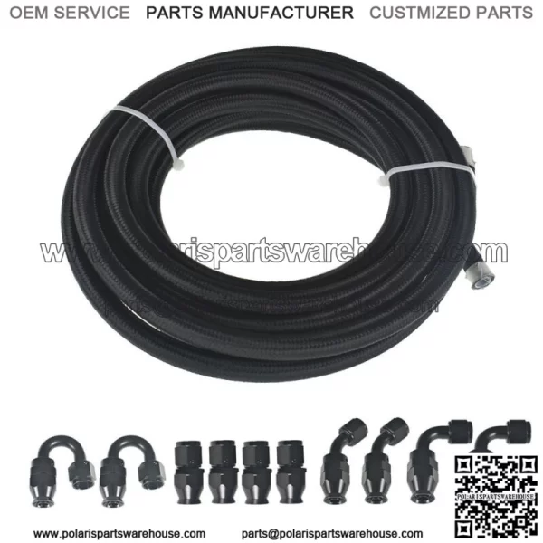 Black Nylon Braided E85 PTFE Fuel Line 20ft 8AN -8AN 10 Fittings Hose kit E85 - Image 5