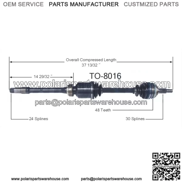 Front Pass Right CV Axle Shaft TO-8016 For Toyota Avalon Camry Solara (For: Toyota)