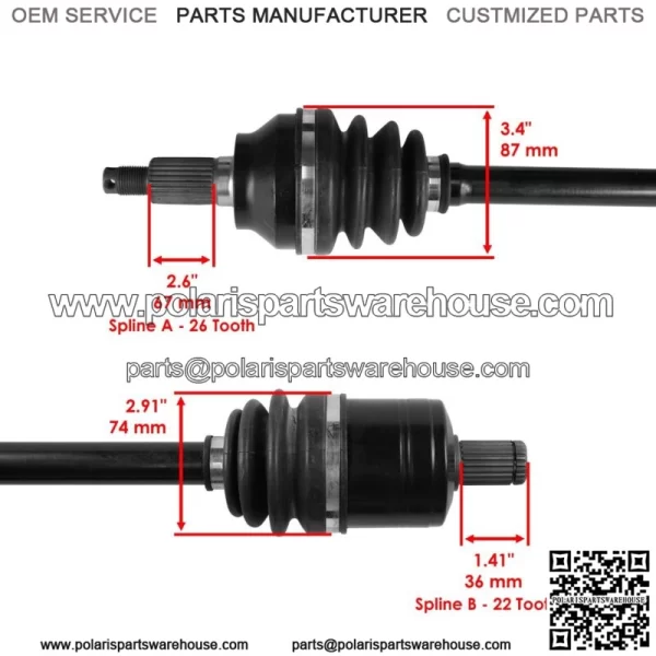 Front CV Axles For Polaris RZR XP 1000 2014-2019 Left And Right - Image 3