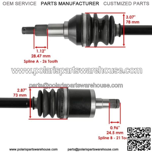 Front Right And Left CV Joint Axles for Can-Am Commander 1000 4X4 2011-2012 - Image 3