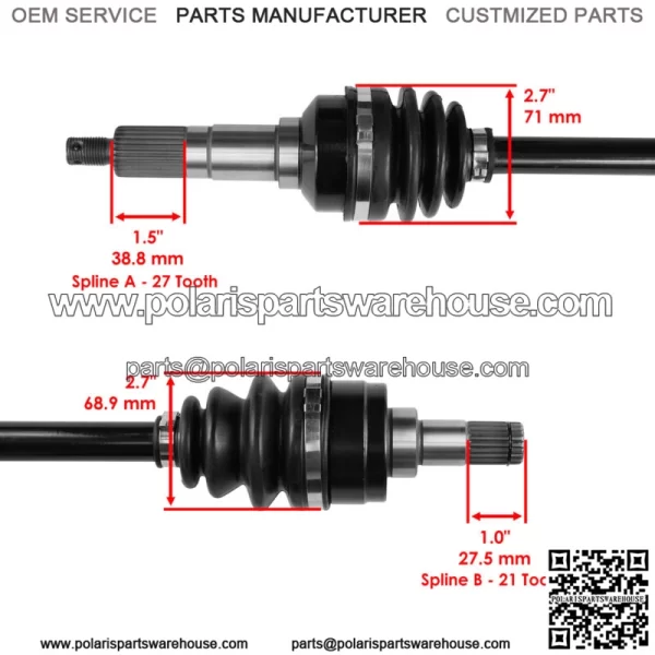 Front Left Complete CV Joint Axle for Yamaha Kodiak 400 YFM400FW 4WD 1993-1998 - Image 3